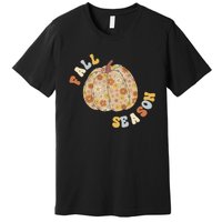 Fall Babe Retro Groovy Smile Face Autumn Leave Leopard Fall Premium T-Shirt