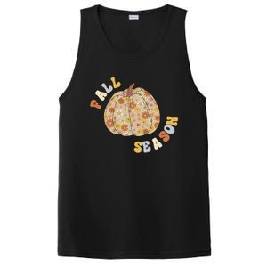 Fall Babe Retro Groovy Smile Face Autumn Leave Leopard Fall PosiCharge Competitor Tank