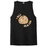 Fall Babe Retro Groovy Smile Face Autumn Leave Leopard Fall PosiCharge Competitor Tank