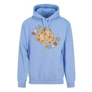 Fall Babe Retro Groovy Smile Face Autumn Leave Leopard Fall Unisex Surf Hoodie