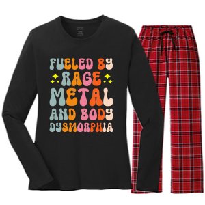 Fueled By Rage Metal And Body Dysmorphia Women's Long Sleeve Flannel Pajama Set 