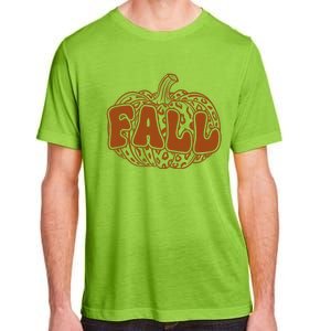 Fall Babe Retro Groovy Smile Face Autumn Leave Leopard Fall Adult ChromaSoft Performance T-Shirt