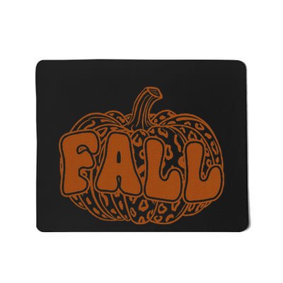 Fall Babe Retro Groovy Smile Face Autumn Leave Leopard Fall Mousepad