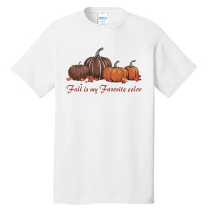 Fall Babe Retro Groovy Smile Face Autumn Leave Leopard Fall Tall T-Shirt