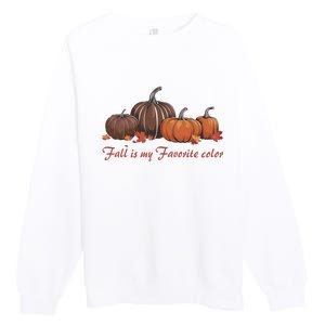 Fall Babe Retro Groovy Smile Face Autumn Leave Leopard Fall Premium Crewneck Sweatshirt