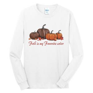 Fall Babe Retro Groovy Smile Face Autumn Leave Leopard Fall Tall Long Sleeve T-Shirt