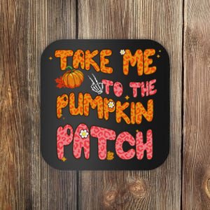 Fall Babe Retro Groovy Smile Face Autumn Leave Leopard Fall Coaster