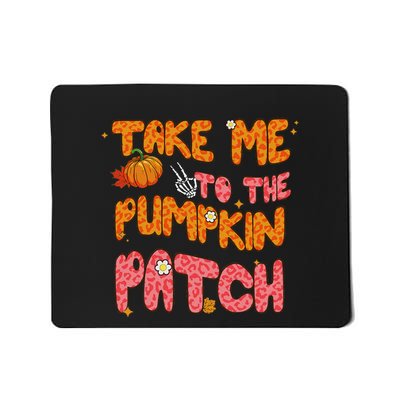 Fall Babe Retro Groovy Smile Face Autumn Leave Leopard Fall Mousepad