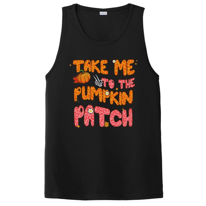 Fall Babe Retro Groovy Smile Face Autumn Leave Leopard Fall PosiCharge Competitor Tank