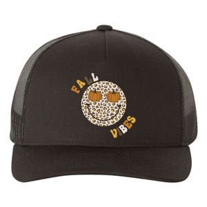 Fall Babe Retro Groovy Smile Face Autumn Leave Leopard Fall Yupoong Adult 5-Panel Trucker Hat