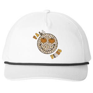 Fall Babe Retro Groovy Smile Face Autumn Leave Leopard Fall Snapback Five-Panel Rope Hat