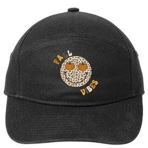 Fall Babe Retro Groovy Smile Face Autumn Leave Leopard Fall 7-Panel Snapback Hat