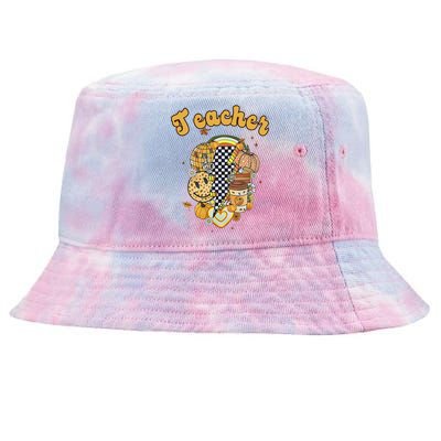 Fall Babe Retro Groovy Smile Face Autumn Leave Leopard Fall Tie-Dyed Bucket Hat