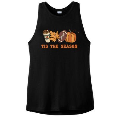 Fall Babe Retro Groovy Smile Face Autumn Leave Leopard Fall Ladies PosiCharge Tri-Blend Wicking Tank