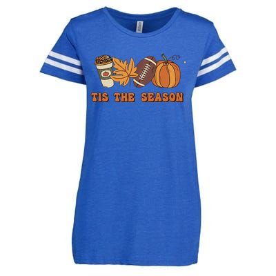 Fall Babe Retro Groovy Smile Face Autumn Leave Leopard Fall Enza Ladies Jersey Football T-Shirt