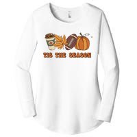 Fall Babe Retro Groovy Smile Face Autumn Leave Leopard Fall Women's Perfect Tri Tunic Long Sleeve Shirt