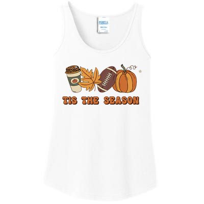 Fall Babe Retro Groovy Smile Face Autumn Leave Leopard Fall Ladies Essential Tank