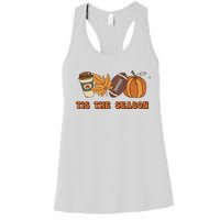 Fall Babe Retro Groovy Smile Face Autumn Leave Leopard Fall Women's Racerback Tank