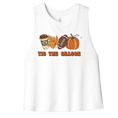 Fall Babe Retro Groovy Smile Face Autumn Leave Leopard Fall Women's Racerback Cropped Tank