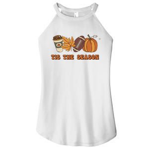 Fall Babe Retro Groovy Smile Face Autumn Leave Leopard Fall Women's Perfect Tri Rocker Tank