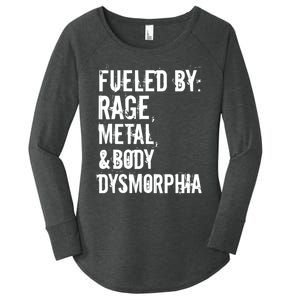 Fueled By Rage Metal And Body Dysmorphia Funny Women's Perfect Tri Tunic Long Sleeve Shirt