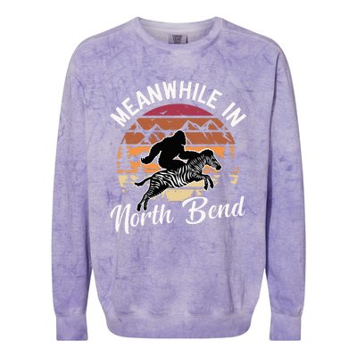 Funny Bigfoot Riding A Zebra Meanwhile In North Bend Colorblast Crewneck Sweatshirt