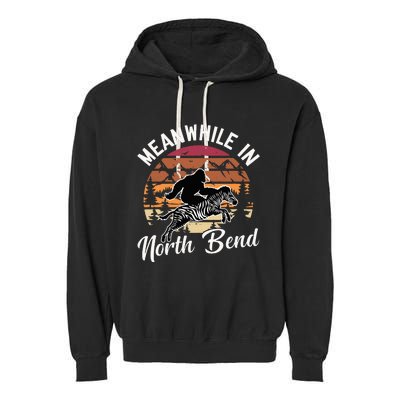 Funny Bigfoot Riding A Zebra Meanwhile In North Bend Garment-Dyed Fleece Hoodie