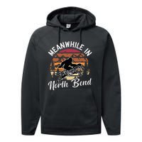 Funny Bigfoot Riding A Zebra Meanwhile In North Bend Performance Fleece Hoodie