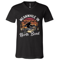 Funny Bigfoot Riding A Zebra Meanwhile In North Bend V-Neck T-Shirt