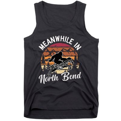 Funny Bigfoot Riding A Zebra Meanwhile In North Bend Tank Top