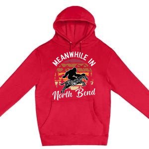 Funny Bigfoot Riding A Zebra Meanwhile In North Bend Premium Pullover Hoodie