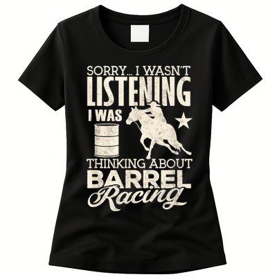 Funny Barrel Racer Girl Wasn't Listening Barrel Racing Horse 1 Womens T-Shirt