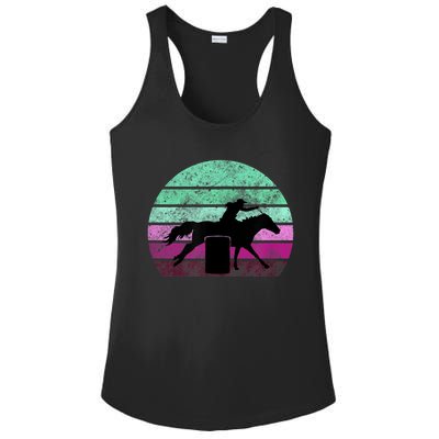 Funny Barrel Racing Gift Horse Lover Vintage Sunset Country Girl Gift Ladies PosiCharge Competitor Racerback Tank