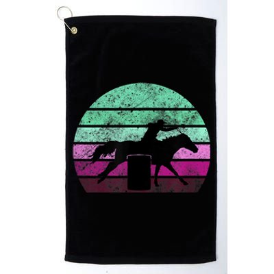 Funny Barrel Racing Gift Horse Lover Vintage Sunset Country Girl Gift Platinum Collection Golf Towel