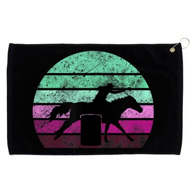 Funny Barrel Racing Gift Horse Lover Vintage Sunset Country Girl Gift Grommeted Golf Towel