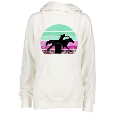 Funny Barrel Racing Gift Horse Lover Vintage Sunset Country Girl Gift Womens Funnel Neck Pullover Hood