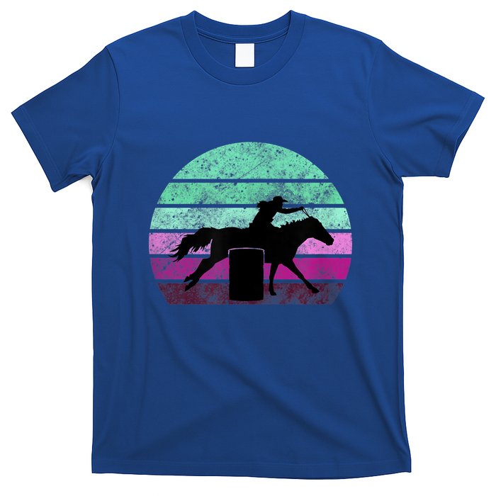 Funny Barrel Racing Gift Horse Lover Vintage Sunset Country Girl Gift T-Shirt