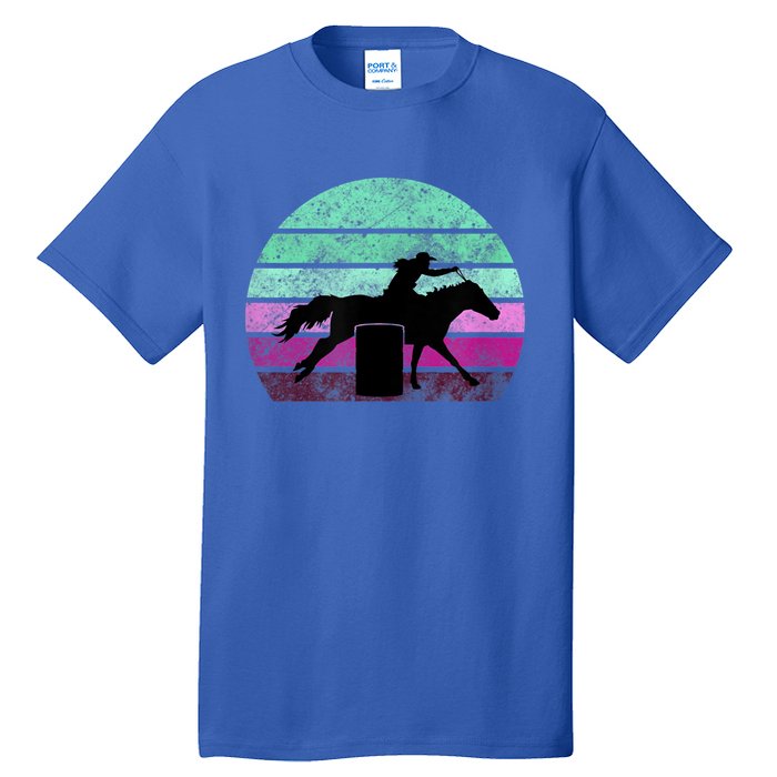 Funny Barrel Racing Gift Horse Lover Vintage Sunset Country Girl Gift Tall T-Shirt