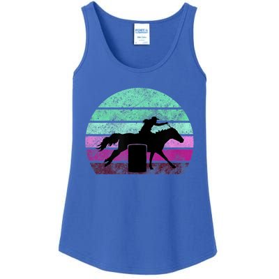 Funny Barrel Racing Gift Horse Lover Vintage Sunset Country Girl Gift Ladies Essential Tank