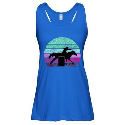 Funny Barrel Racing Gift Horse Lover Vintage Sunset Country Girl Gift Ladies Essential Flowy Tank