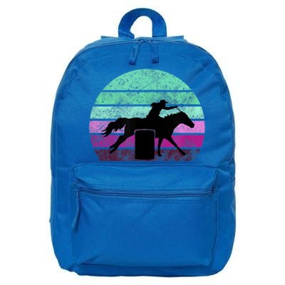 Funny Barrel Racing Gift Horse Lover Vintage Sunset Country Girl Gift 16 in Basic Backpack