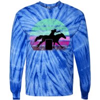 Funny Barrel Racing Gift Horse Lover Vintage Sunset Country Girl Gift Tie-Dye Long Sleeve Shirt