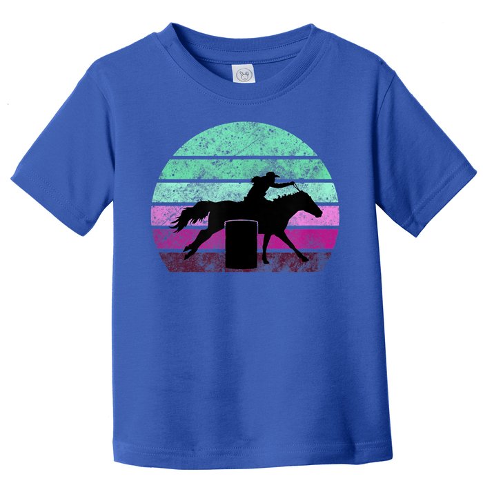 Funny Barrel Racing Gift Horse Lover Vintage Sunset Country Girl Gift Toddler T-Shirt