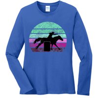 Funny Barrel Racing Gift Horse Lover Vintage Sunset Country Girl Gift Ladies Long Sleeve Shirt