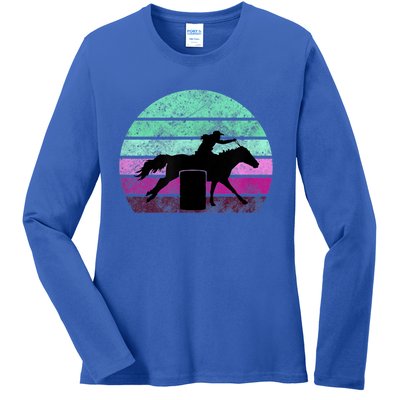 Funny Barrel Racing Gift Horse Lover Vintage Sunset Country Girl Gift Ladies Long Sleeve Shirt