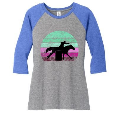 Funny Barrel Racing Gift Horse Lover Vintage Sunset Country Girl Gift Women's Tri-Blend 3/4-Sleeve Raglan Shirt