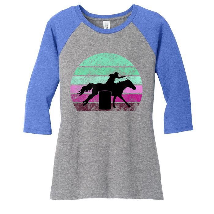 Funny Barrel Racing Gift Horse Lover Vintage Sunset Country Girl Gift Women's Tri-Blend 3/4-Sleeve Raglan Shirt