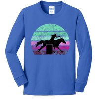 Funny Barrel Racing Gift Horse Lover Vintage Sunset Country Girl Gift Kids Long Sleeve Shirt