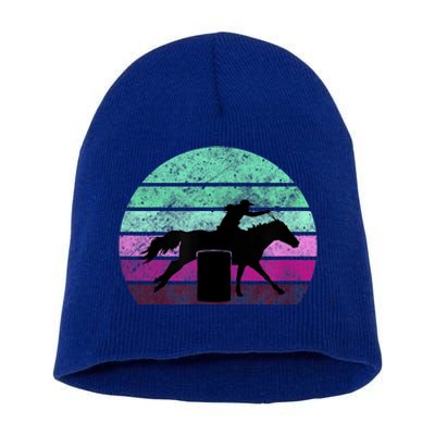 Funny Barrel Racing Gift Horse Lover Vintage Sunset Country Girl Gift Short Acrylic Beanie