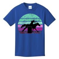 Funny Barrel Racing Gift Horse Lover Vintage Sunset Country Girl Gift Kids T-Shirt